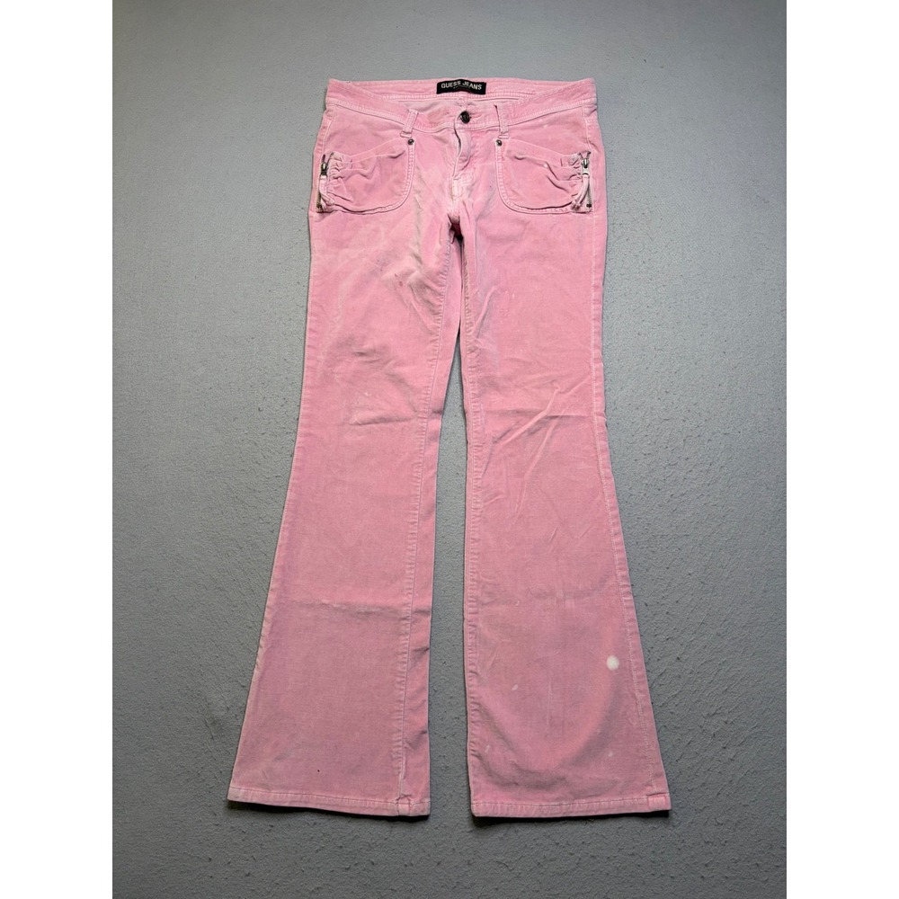 Guess Jeans Corduroy Pants Womens 28 Flare Low Rise Y2K Vintage Zipper Pockets